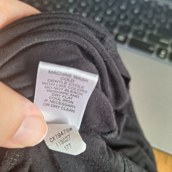 Cable & Gauge Women 3x Black Classic Pointed Hem Shark Bite 3/4 Sleeve top - Picture 6 of 6